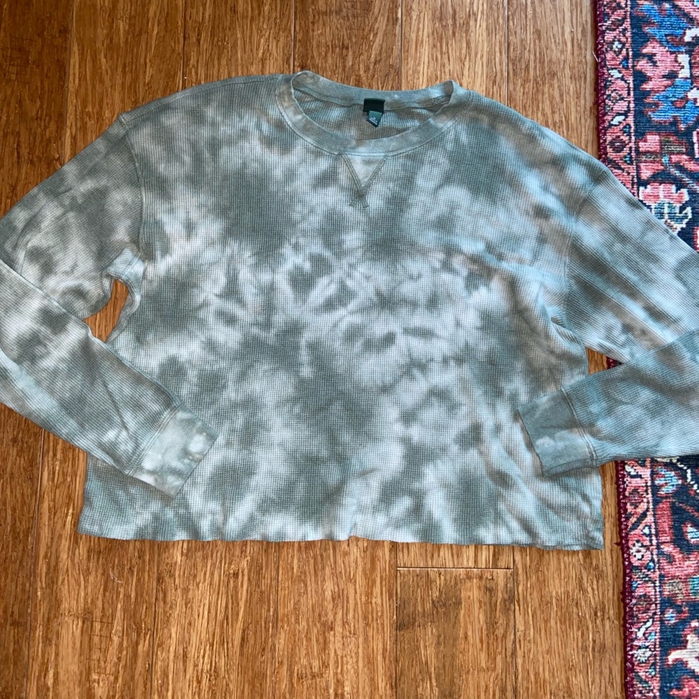 Wild Fable Green Tie Dye Waffle Top
